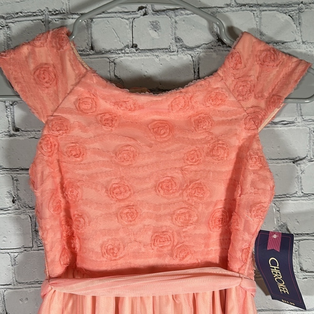 Cherokee Girls Tulle tutu floral Dress Size Medium Peach/Coral NEW - Picture 5 of 15